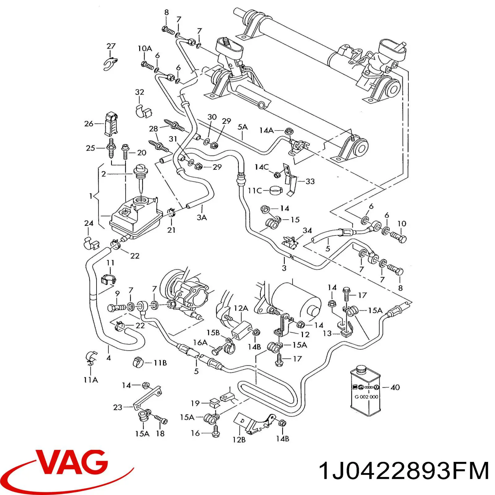 Przewód hydraulicznego układu wspomagania wysokiego ciśnienia, od pompy do maglownicy (mechanizmu) VAG 1J0422893FM cena, od 220,79 USD