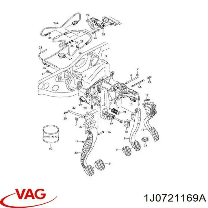 1J0721169A VAG Spinka pedału linki sprzęgła