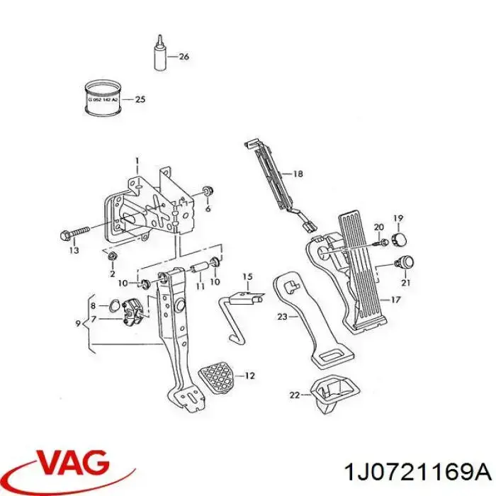 Spinka pedału linki sprzęgła VAG 1J0721169A cena, od 9,43 USD