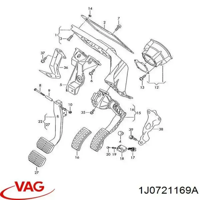 Do koszyka 1J0721169A VAG Spinka pedału linki sprzęgła