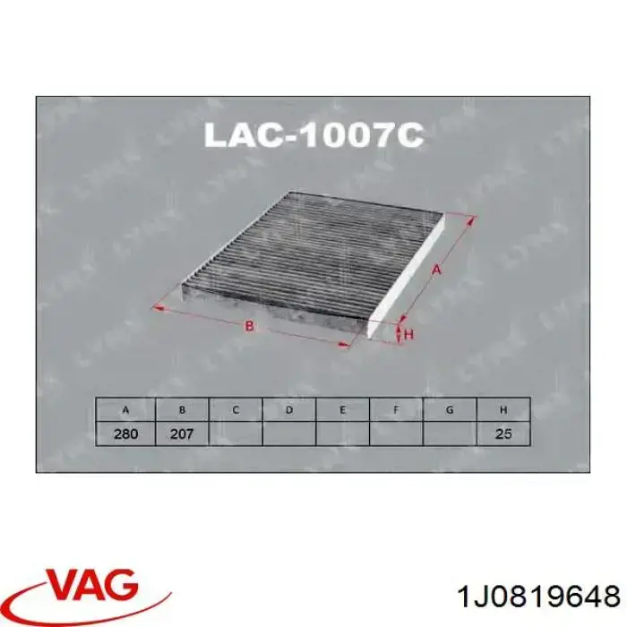 Filtr kabiny VAG 1J0819648 cena, od 9,68 USD