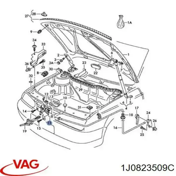 Do koszyka 1J0823509C VAG Zamek maski