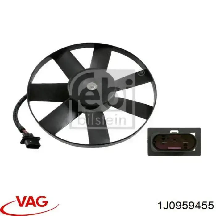 Do koszyka 1J0959455 VAG Wentylator elektryczny układu chłodzenia kompletny (silnik+wirnik)