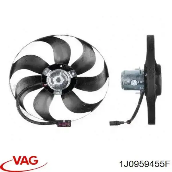 Do koszyka 1J0959455F VAG Wentylator elektryczny układu chłodzenia kompletny (silnik+wirnik)