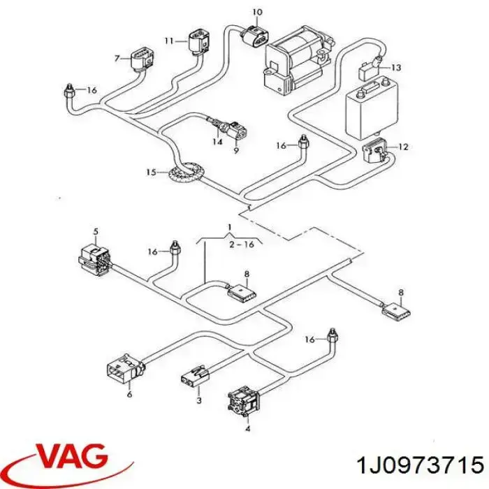 Do koszyka 1J0973715 VAG Zamek drzwi przednich lewych