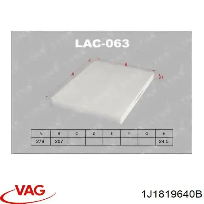 Do koszyka 1J1819640B VAG Filtr kabiny