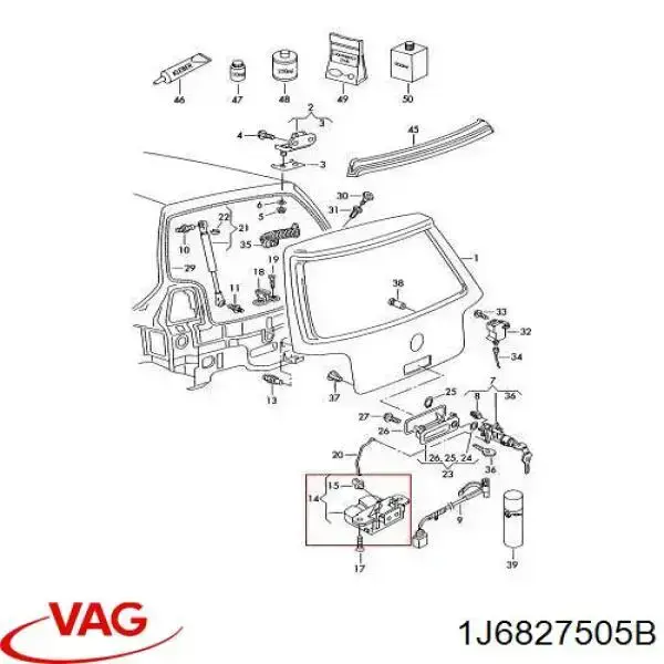 Do koszyka 1J6827505B VAG Zamek klapy bagażnika (3/5 drzwi tylnych)
