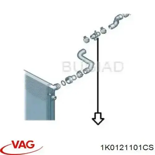Przewód (króciec) chłodnicy górny VAG 1K0121101CS cena, od 83,42 USD