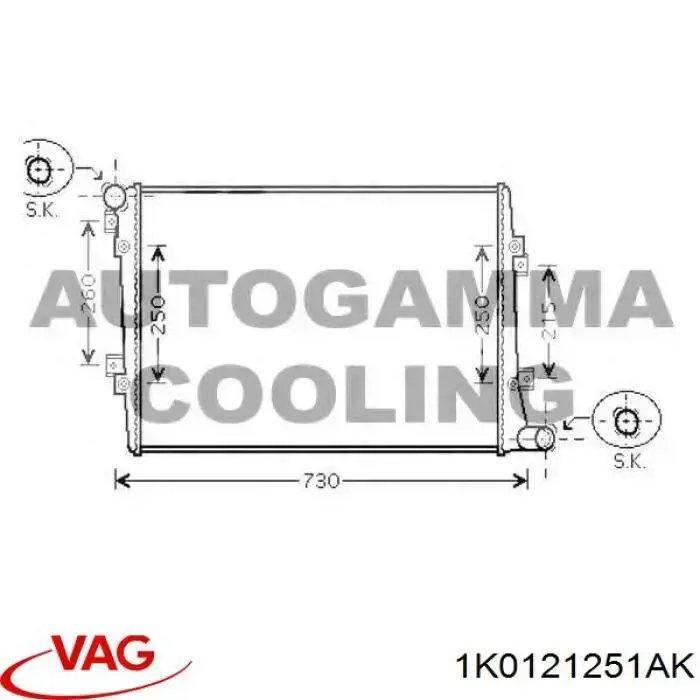 Chłodnica silnika VAG 1K0121251AK