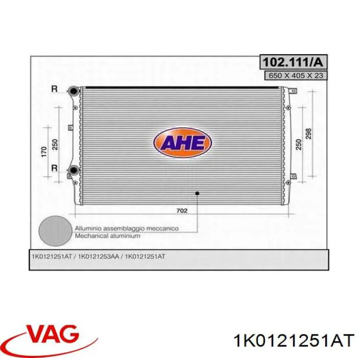 Chłodnica silnika VAG 1K0121251AT cena, od 78,32 USD