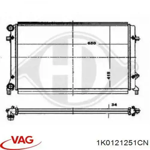 Do koszyka 1K0121251CN VAG Chłodnica silnika