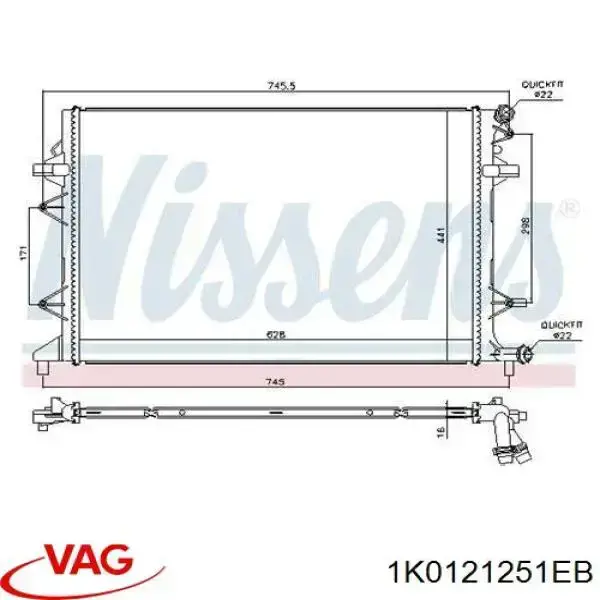 Chłodnica silnika VAG 1K0121251EB cena, od 112,46 USD