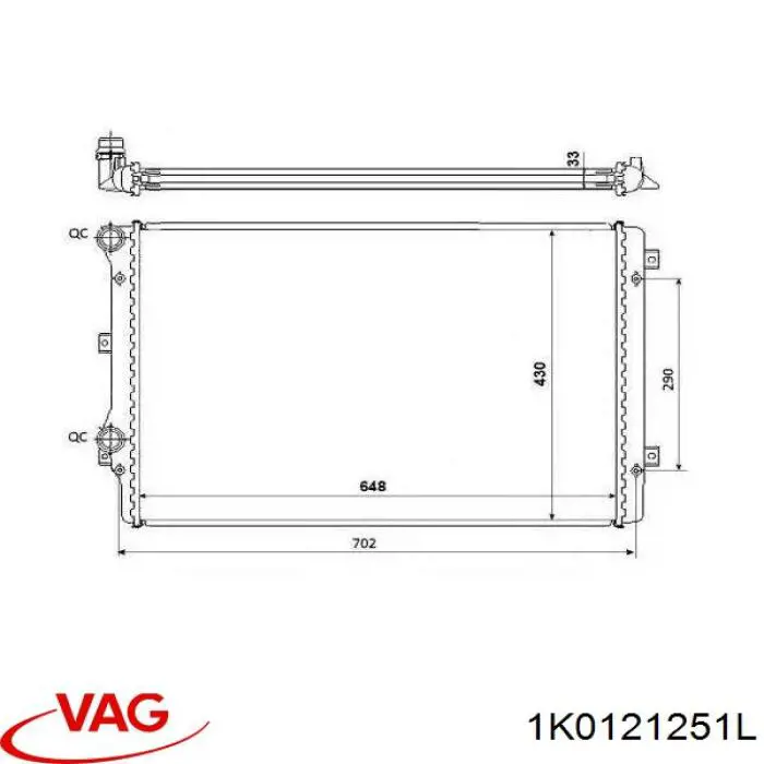 Chłodnica silnika 1K0121251L VAG