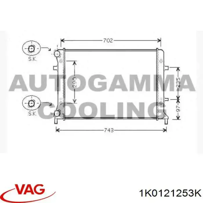 Chłodnica silnika 1K0121253K VAG