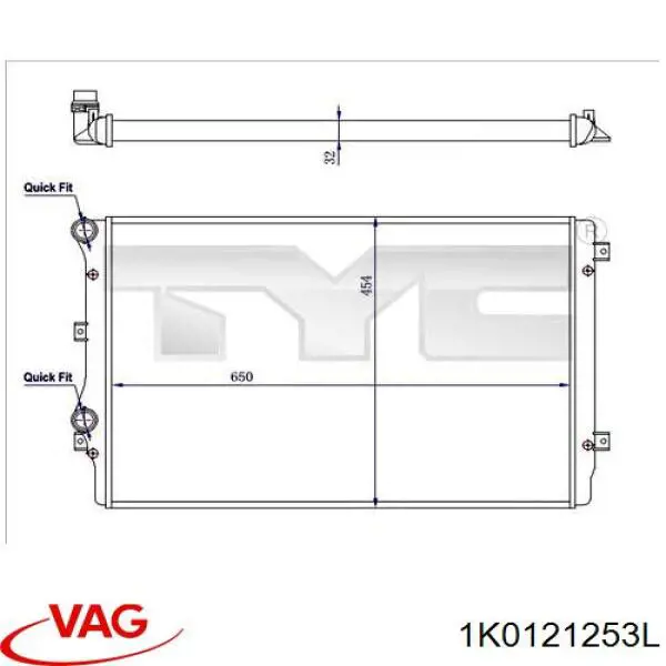 Chłodnica silnika VAG 1K0121253L cena, od 160,92 USD