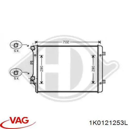 Do koszyka 1K0121253L VAG Chłodnica silnika
