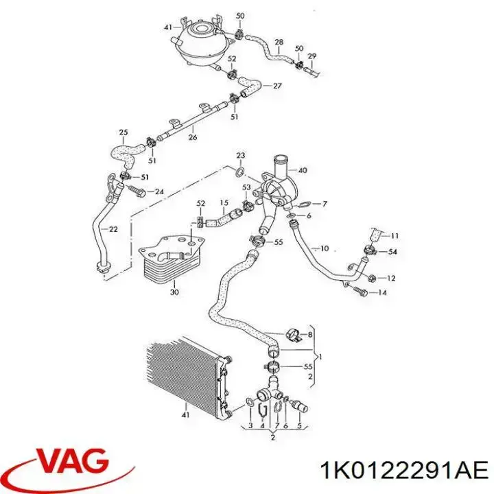 1K0122291AE VAG Kołnierz układu chłodzenia (trójnik)
