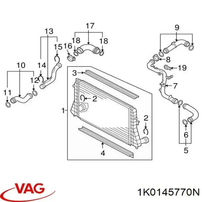Przewód (króciec) intercoolera VAG 1K0145770N cena, od 40,79 USD