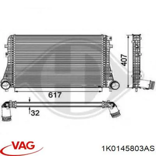 Chłodnica intercoolera VAG 1K0145803AS cena, od 125,91 USD