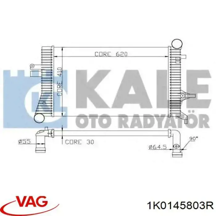 Chłodnica intercoolera VAG 1K0145803R cena, od 123,07 USD