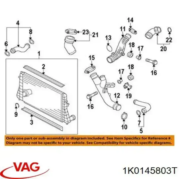 1K0145803T VAG chłodnica intercoolera