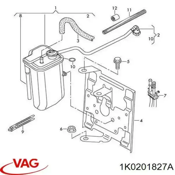 POCHŁANIACZ PAR PALIWA do Volkswagen Golf V 1K1