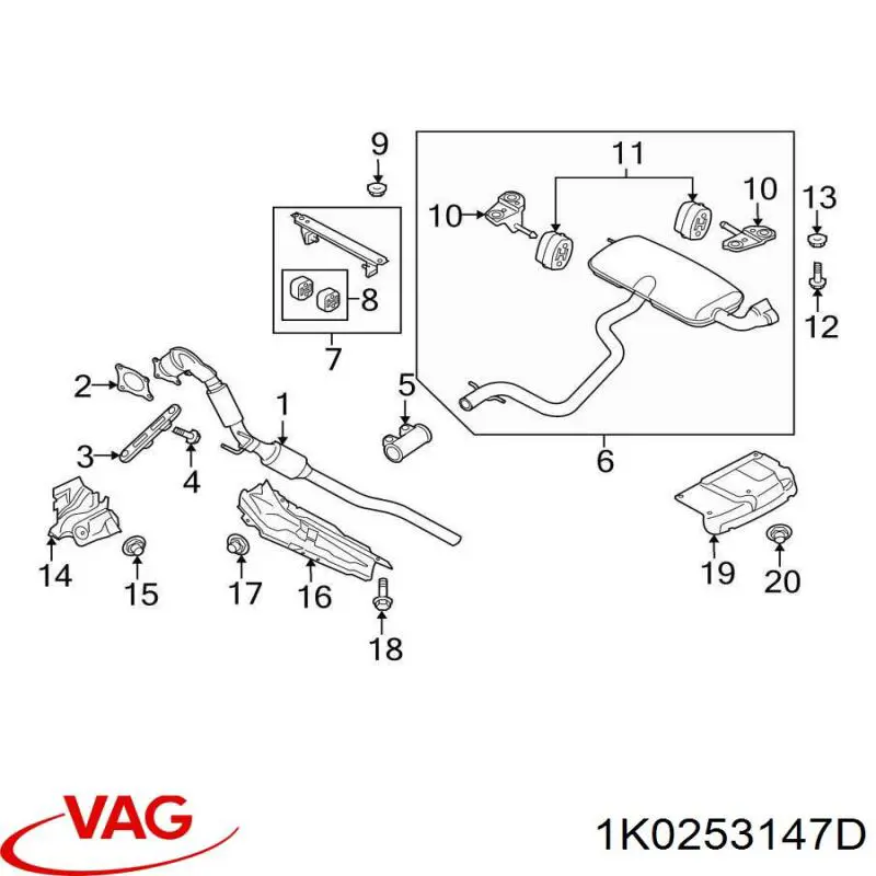 1K0253147D VAG poduszka mocowania tłumika