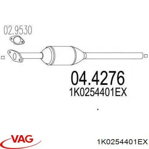 Do koszyka 1K0254401EX VAG Konwerter-katalizator