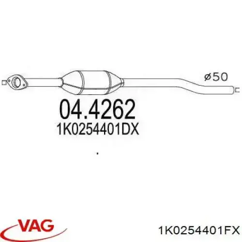 Do koszyka 1K0254401FX VAG Konwerter-katalizator