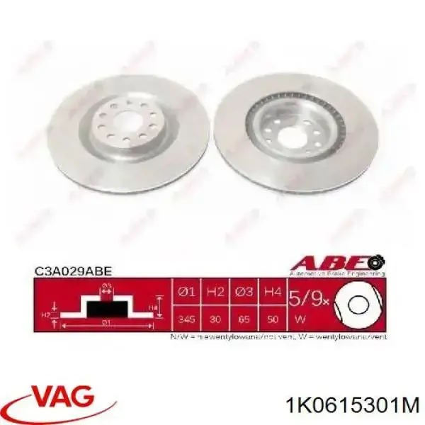 Tarcza hamulcowa przednia 1K0615301M VAG