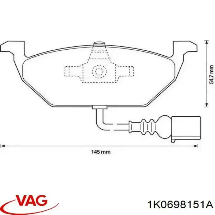 1K0698151A VAG Klocki hamulcowe przednie tarczowe