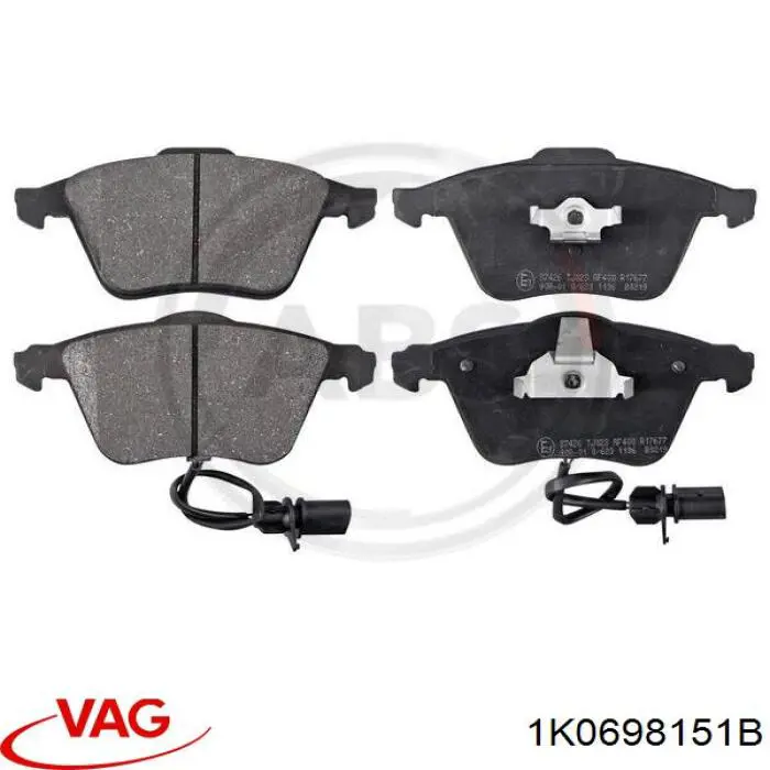 Klocki hamulcowe przednie tarczowe VAG 1K0698151B cena, od 104,47 USD