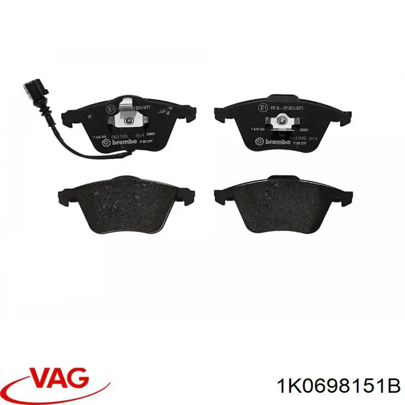 Klocki hamulcowe przednie tarczowe VAG 1K0698151B