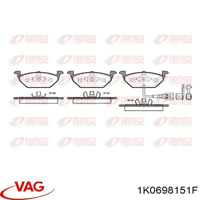 Klocki hamulcowe przednie tarczowe 1K0698151F VAG