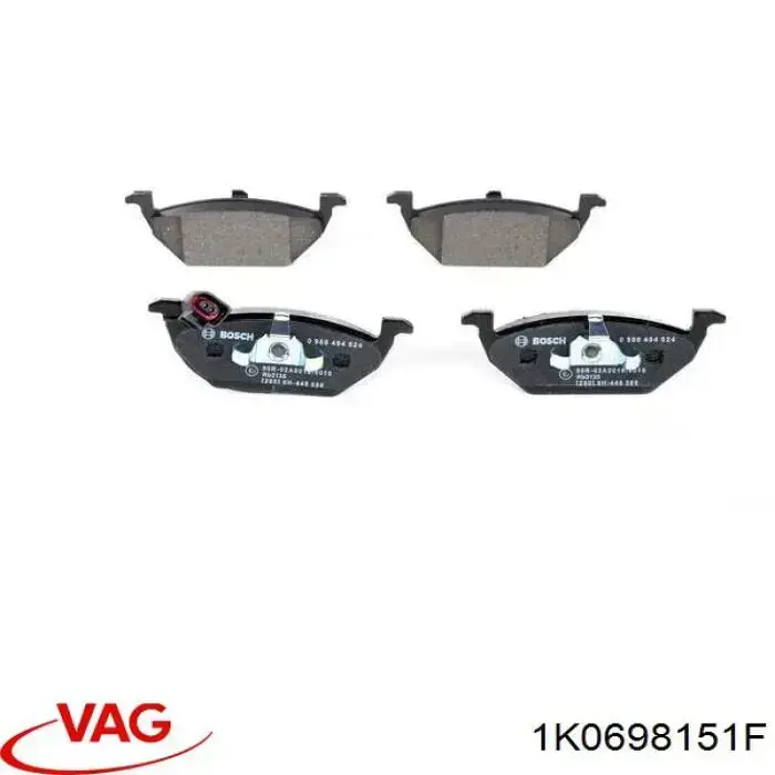 Klocki hamulcowe przednie tarczowe VAG 1K0698151F cena, od 41,50 USD