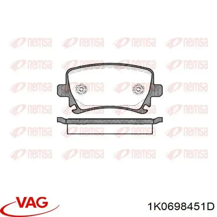 Okładziny (klocki) do hamulców tarczowych tylne 1K0698451D VAG