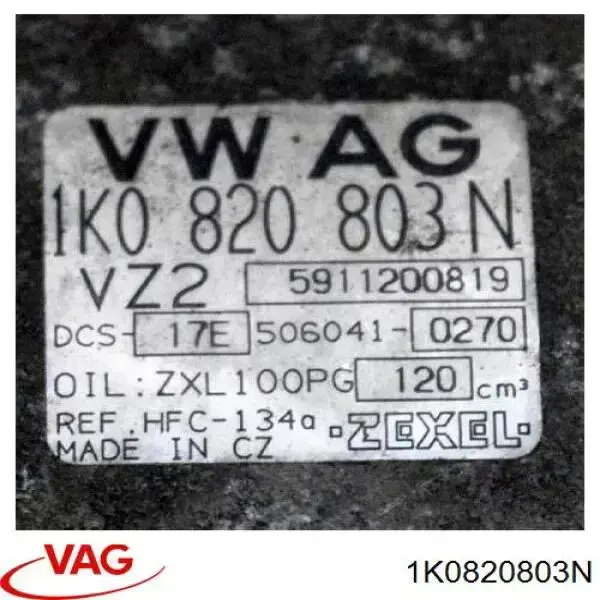 Sprężarka klimatyzacji VAG 1K0820803N cena, od 264,04 USD