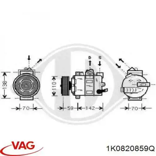 Sprężarka klimatyzacji VAG 1K0820859Q cena, od 120,52 USD