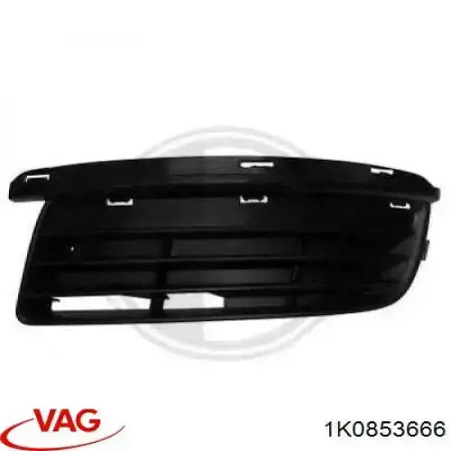 Zaślepka (kratka) lamp przeciwmgielnych zderzaka przedniego prawa VAG 1K0853666 cena, od 9,31 USD