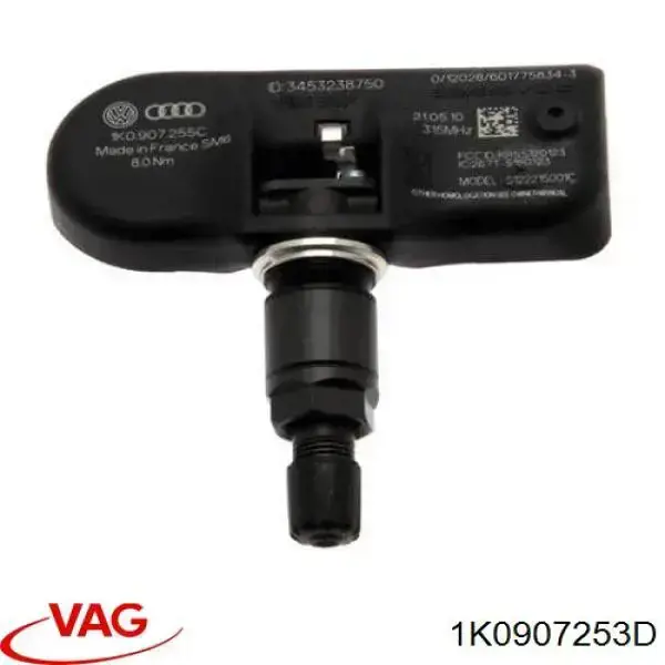 Czujnik ciśnienia w oponach VAG 1K0907253D cena, od 37,56 USD
