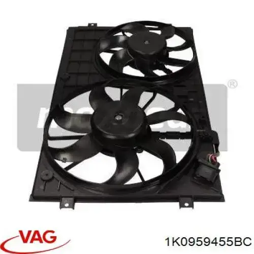 Do koszyka 1K0959455BC VAG Wentylator elektryczny układu chłodzenia, kompletny (silnik+wirnik) lewy