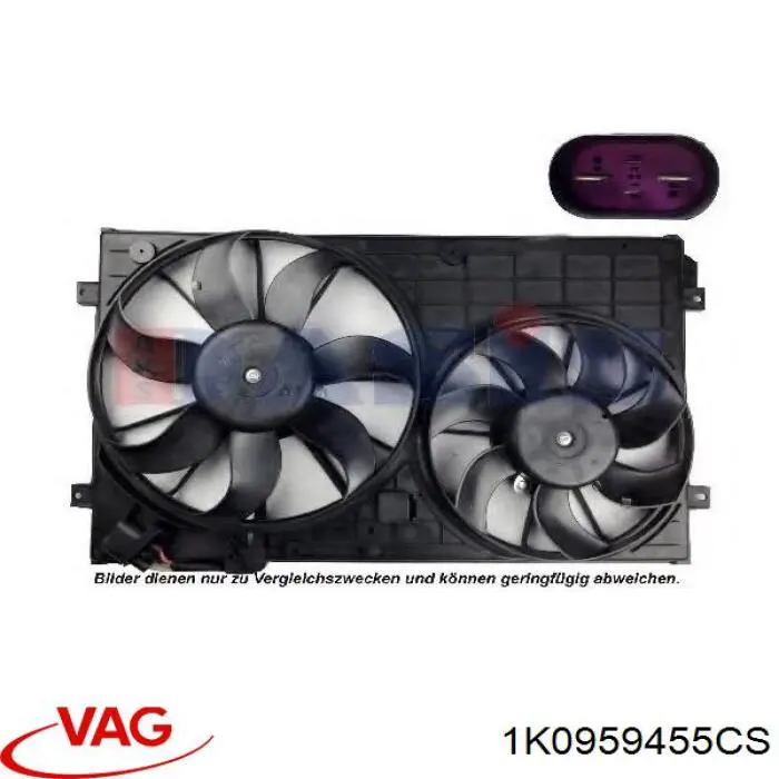1K0959455CS VAG Wentylator elektryczny układu chłodzenia, kompletny (silnik+wirnik) lewy