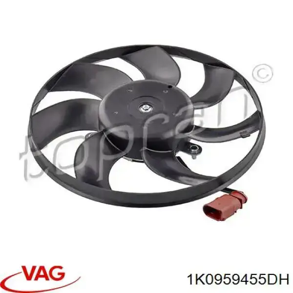 Do koszyka 1K0959455DH VAG Wentylator elektryczny układu chłodzenia, kompletny (silnik+wirnik) prawy