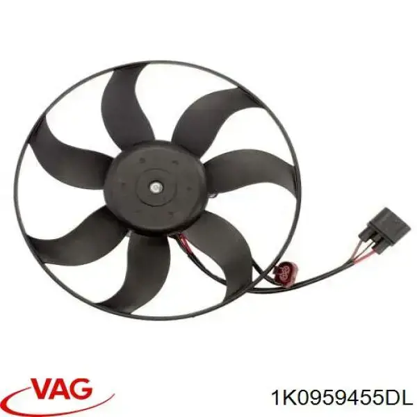 Do koszyka 1K0959455DL VAG Wentylator elektryczny układu chłodzenia, kompletny (silnik+wirnik) lewy