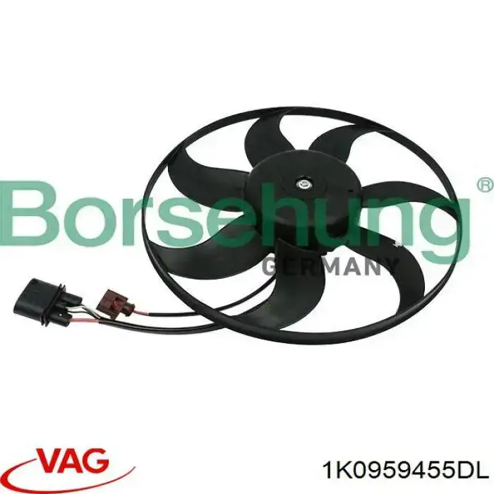 Do koszyka 1K0959455DL VAG Wentylator elektryczny układu chłodzenia, kompletny (silnik+wirnik) lewy