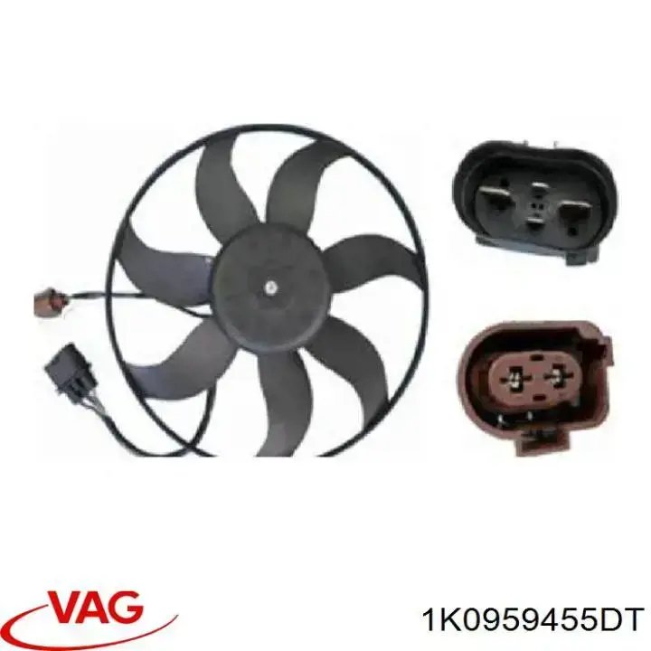 Do koszyka 1K0959455DT VAG Wentylator elektryczny układu chłodzenia, kompletny (silnik+wirnik) lewy