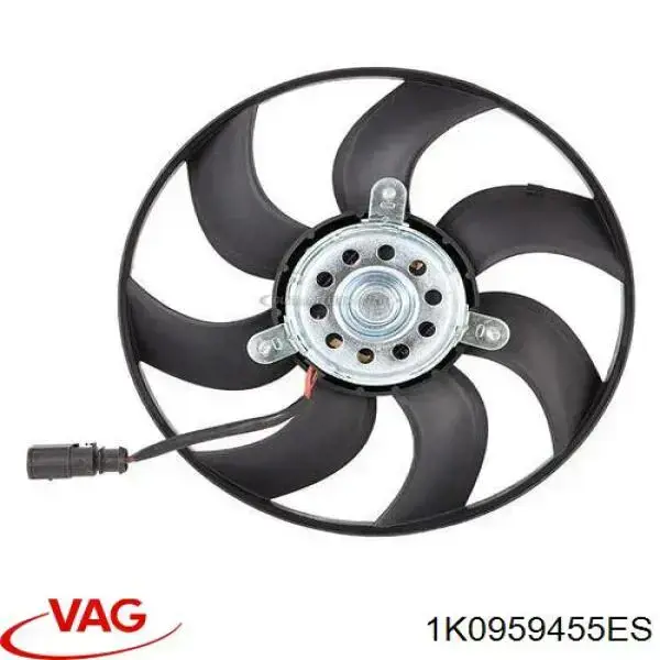 Do koszyka 1K0959455ES VAG Wentylator elektryczny układu chłodzenia, kompletny (silnik+wirnik) prawy