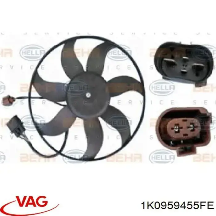 1K0959455FE VAG Wentylator elektryczny układu chłodzenia, kompletny (silnik+wirnik) lewy