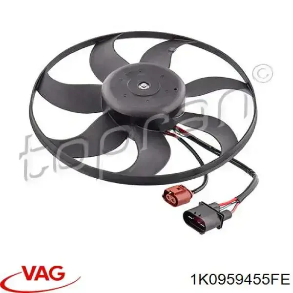 Wentylator elektryczny układu chłodzenia, kompletny (silnik+wirnik) lewy VAG 1K0959455FE cena, od 215,11 zł