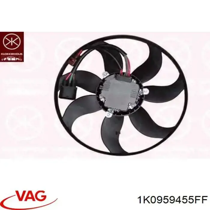 Do koszyka 1K0959455FF VAG Wentylator elektryczny układu chłodzenia, kompletny (silnik+wirnik) lewy